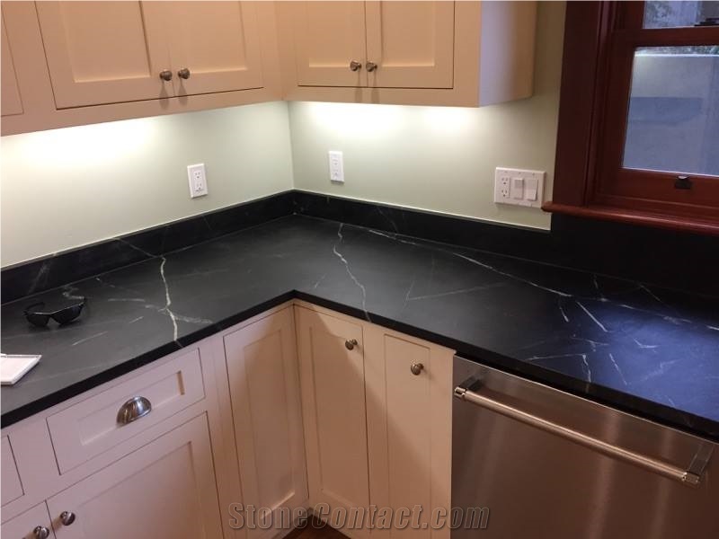Black Minas Soapstone Kitchen Countertop