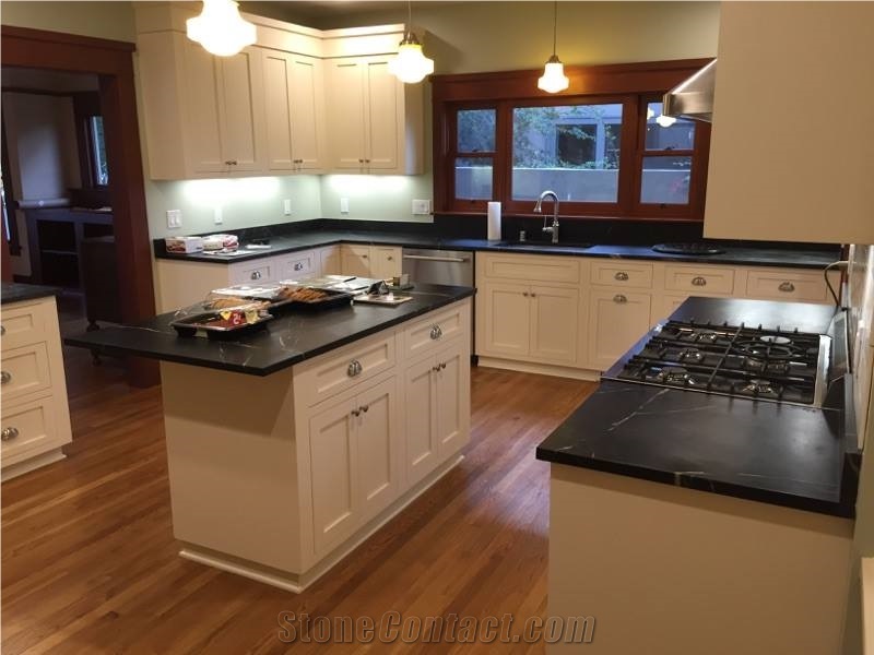 Black Minas Soapstone Kitchen Countertop
