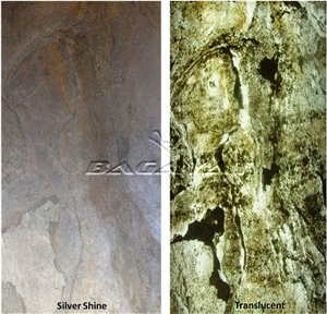 Translucent Silver Shine Slate Thin Veneer, Argento Flexible Stone Veneer