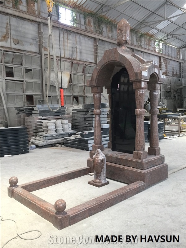 Multicolor Red Granite Combined Tombstone & Monument - Havsun