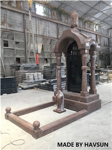 Multicolor Red Granite Combined Tombstone & Monument - Havsun Multicolor Red Granite Combined Tombstone & Monument - Havsun