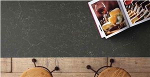 Black Marble Like Veined Collectiong Quartz Stone Slab Size 3200*1600 or 3000*1400 for Pre-Fabricated Tops