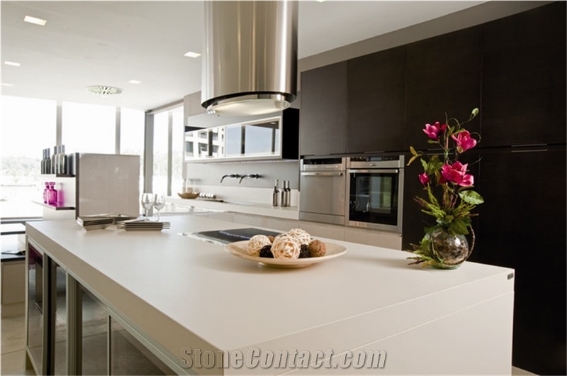 Bst Beige Solid Engineered Quartz Stone Kitchen Countertop