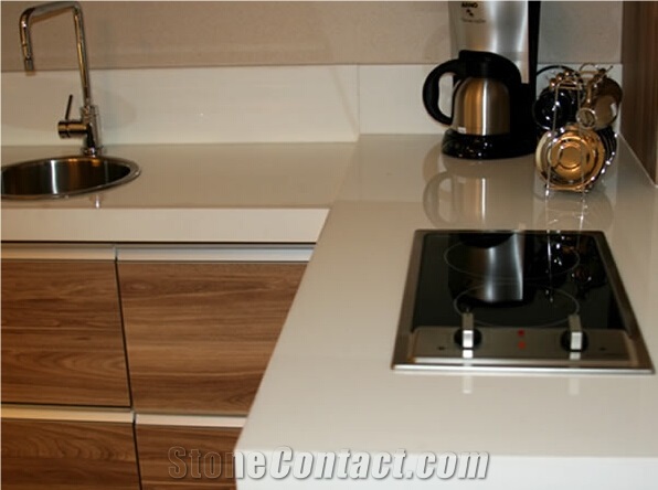 Pure White Nano Crystallized Glass Bathroom Countertop Artificial Marble Vanity Top, White Quartz Bathroom Countertops