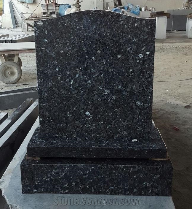 Blue Pearl Granite Tombstones and Monuments, Blue Granite Heart Headstone, Western Tombstone, European Monument Style Design
