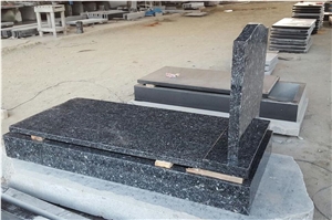 Blue Pearl Granite Tombstones and Monuments, Blue Granite Heart Headstone, Western Tombstone, European Monument Style Design