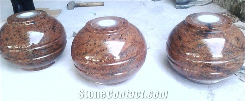 Red Multi Granite Vase & Light India