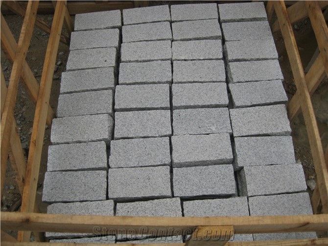 G603 Granite Cobble Stone, Cube Stone, Natural, Flamed, Sandblast Surface
