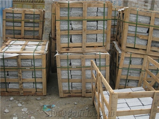 G603 Granite Cobble Stone, Cube Stone, Natural, Flamed, Sandblast Surface