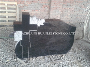 China Black Granite Western Style Gravestone, Hebei Black Granite Cross Tombstone/Memorial/Cemetery Monument