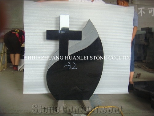 China Black Monument, Absolute Black Granite Tombstone, Heart Memorial ,Single Monuments,Cemetery Tombstones,Heart Memorial