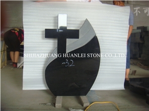 China Black Monument, Absolute Black Granite Tombstone, Heart Memorial ,Single Monuments,Cemetery Tombstones,Heart Memorial
