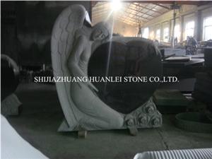 China Black Monument, Absolute Black Granite Tombstone, Heart Memorial ,Single Monuments,Cemetery Tombstones,Heart Memorial