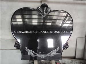 China Nero Assoluto Granite Heart Tombstone Design, Shanxi Black Granite Monument Grade a ,Memorial ,Western Style Headstone,Gravestone,Cemetery Tombstone