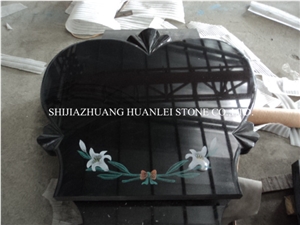 China Nero Assoluto Granite Heart Tombstone Design, Shanxi Black Granite Monument Grade a ,Memorial ,Western Style Headstone,Gravestone,Cemetery Tombstone