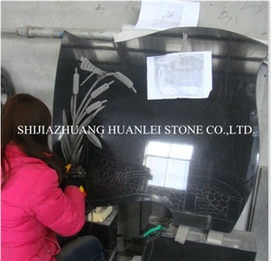 China Nero Assoluto Granite Heart Tombstone Design, Shanxi Black Granite Monument Grade a ,Memorial ,Western Style Headstone,Gravestone,Cemetery Tombstone