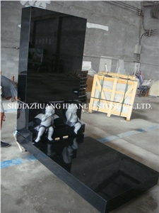 Hebei Black Granite Tombstone,Absolute Shanxi Black Granite,China Qaurry Shanxi Black Monuments Design Single Monuments Headstone Polished Granite Black Tombstone Good Qualtiy Cheap Price
