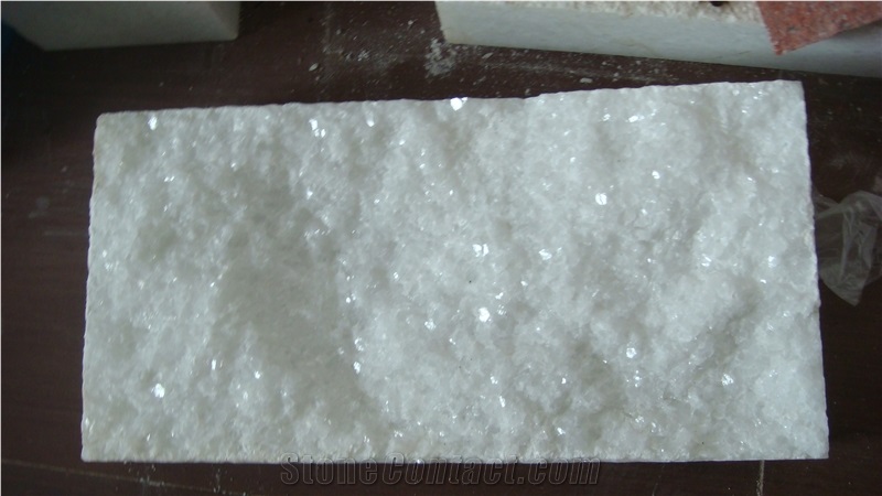 Bush-Hammered Calcite Crystal White Marble Cultured Stone in Kaiquanstone