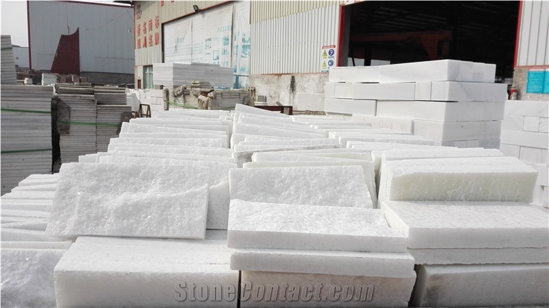 Bush-Hammered Calcite Crystal White Marble Cultured Stone in Kaiquanstone