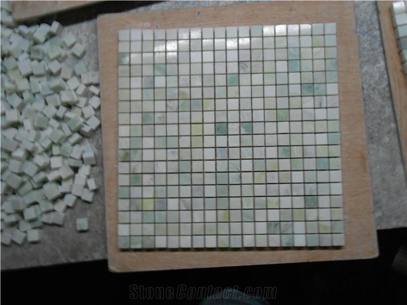 China Green Marble Mosaic,Polished Marble Mosaic,Marble Wall Mosaic