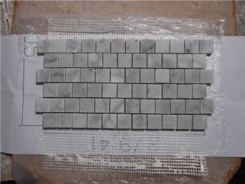 China Marquina Marble with Crystal White Marble Mosaic,China Marble Polished Mosaic