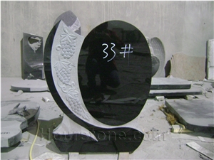 Boulder Black&Grey Granite Western Style Tombstone
