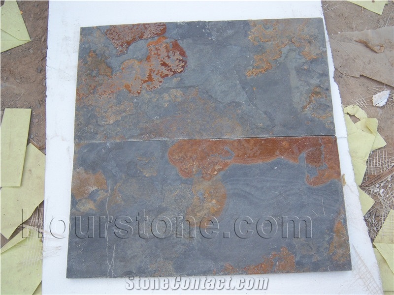 China Grey & Yellow Rust Slate Slab &Tile,Flooring