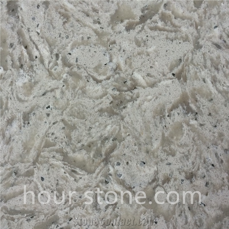 Silver Flowers Artificial Quartz Stone Slabs