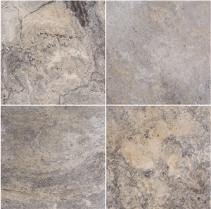 Silver Travertine Tiles, French Pattern (Honed & Filled - Tumbled)