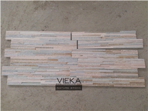Beige Yellow Slate Mix P014B-2 Culture Stone/Wall Panel/Ledgestone/Stacked Stone/Veneer for wall cladding 60x15cm waterfall
