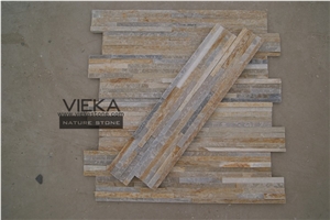 Beige Yellow Slate Mix P014B-3 Culture Stone/Wall Panel/Ledgestone/Stacked Stone/Veneer for wall cladding 60x15cm waterfall