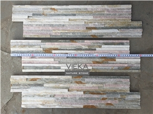 Beige Yellow Slate Mix P014B-4 Culture Stone/Wall Panel/Ledgestone/Stacked Stone/Veneer for wall cladding 60x15cm waterfall