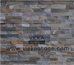 Beige Yellow Slate Mix P014b-5 Culture Stone/Wall Panel/Ledgestone/Stacked Stone/Veneer for Wall Cladding 60x15cm Retangle