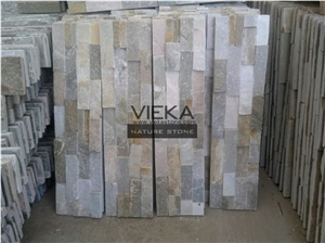 Beige Yellow Slate Mix P014b-5 Culture Stone/Wall Panel/Ledgestone/Stacked Stone/Veneer for Wall Cladding 60x15cm Retangle