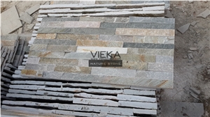 Beige Yellow Slate Mix P014b-5 Culture Stone/Wall Panel/Ledgestone/Stacked Stone/Veneer for Wall Cladding 60x15cm Retangle