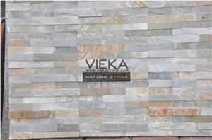 Beige Yellow Slate Mix P014b-5 Culture Stone/Wall Panel/Ledgestone/Stacked Stone/Veneer for Wall Cladding 60x15cm Retangle