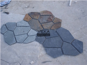 Black Slate Stone Random Flagstone Mats