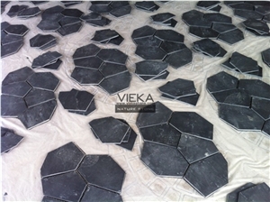 Black Slate Stone Random Flagstone Mats