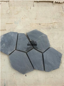 Black Slate Stone Random Flagstone Mats