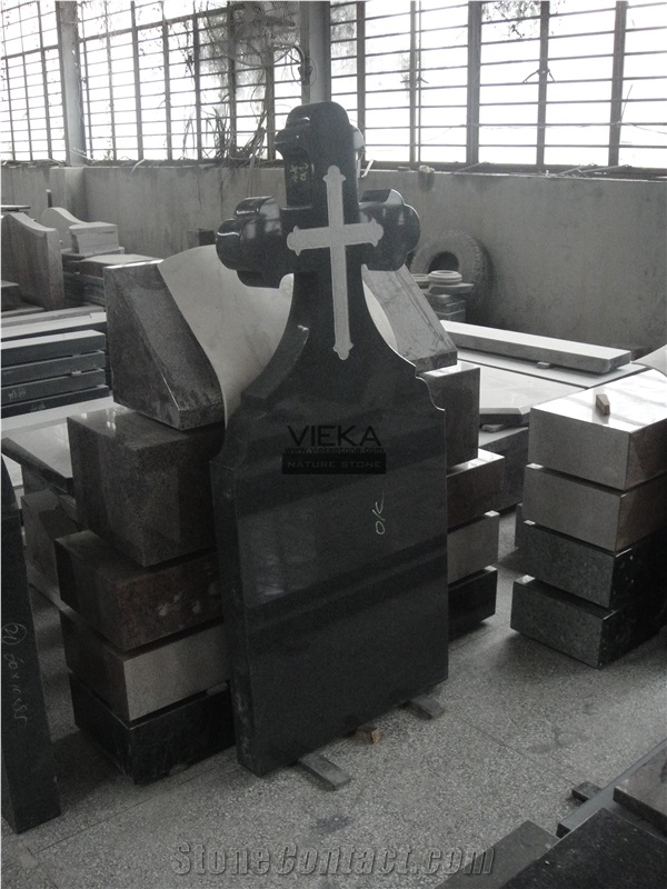 G654 Granite Tombstone & Monument,China Black Granite Gravestone & Cross Headstone Sesame Black China impala Padang Black pingnan zhima hei china nero new impala dark grey for Romania