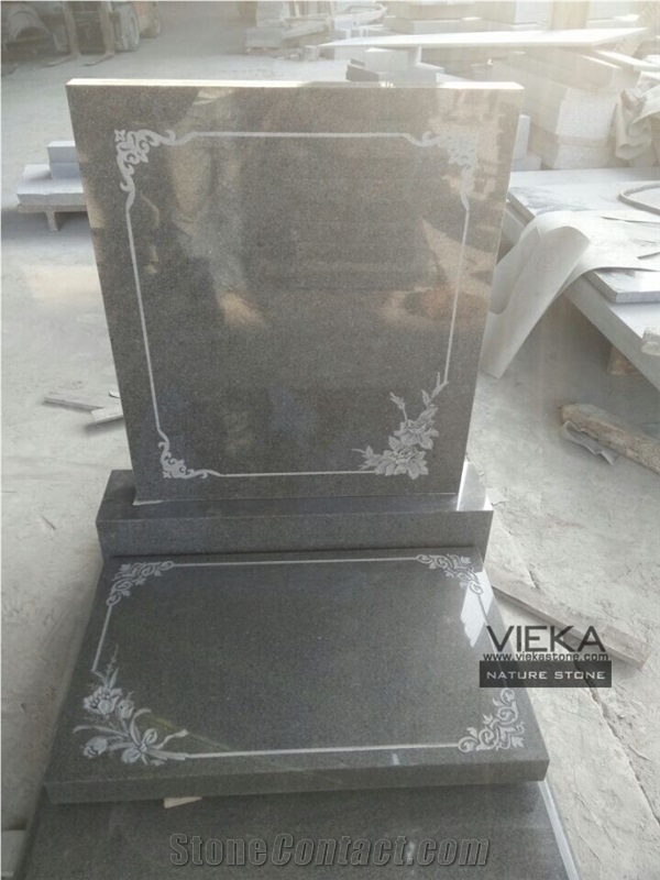 G654 Granite Tombstone & Monument,China Black Granite Gravestone & Headstone Sesame Black China Impala Padang Black Pingnan Zhima Hei China Nero New Impala Dark Grey Polished