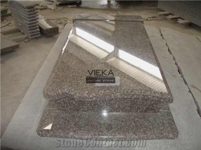 G664 Granite Tombstone & Monument,Memorials,Gravestone & Cross Headstone Poland Style China Luna Pearl Luoyuan Red Ruby Red Vibrant Rose Violet Purple Pearl Poland Style Wave Cover Plate