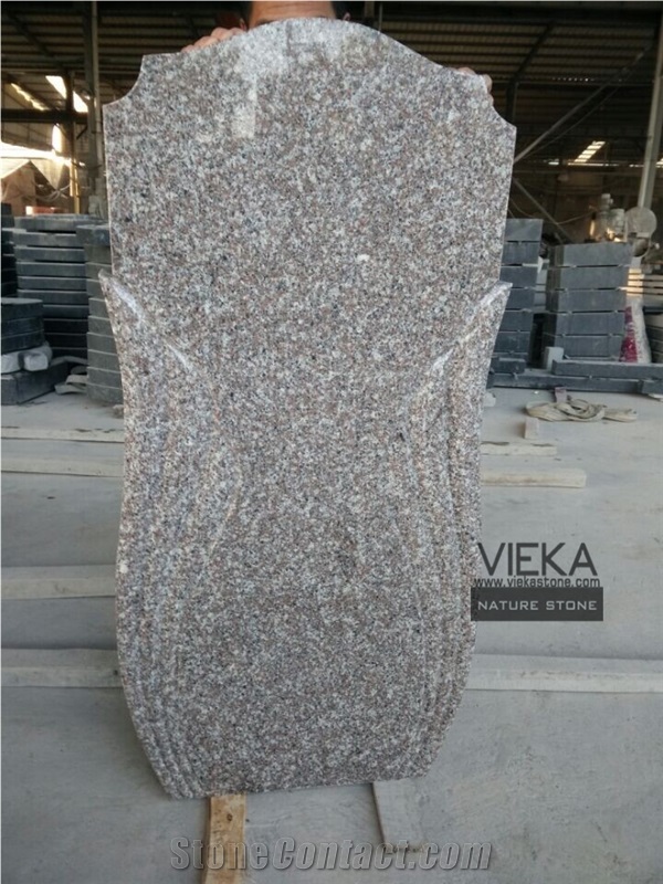 G664 Granite Tombstone & Monument,Memorials,Gravestone & Cross Headstone Poland Style China Luna Pearl Luoyuan Red Ruby Red Vibrant Rose Violet Purple Pearl