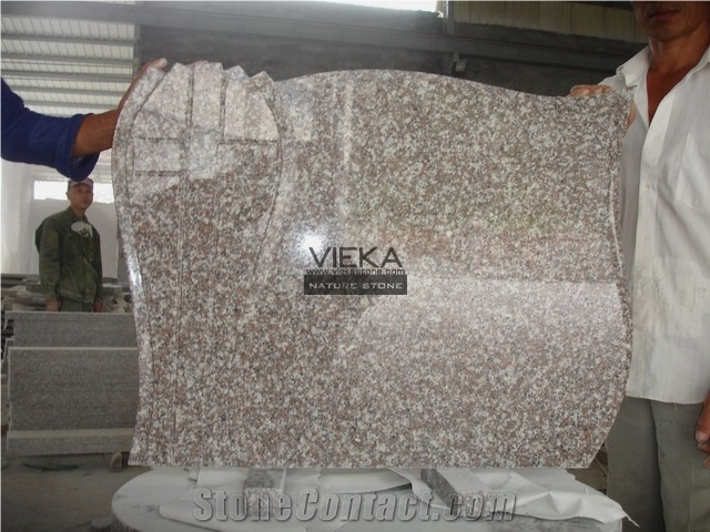 G664 Granite Tombstone & Monument,Memorials,Gravestone & Headstone Poland Style China Luna Pearl Luoyuan Red Ruby Red Vibrant Rose Violet Purple Pearl Cross Poland Style