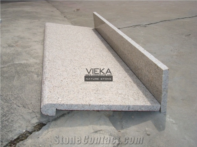 G682 Granite Top Material Step & Stair Treads Riser Polished and Flamed
