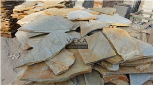 Irregular Random Flagstone Paving Stone Landscape Slate P014 Yellow