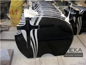 Shanxi Black Granite Tombstone & Monument,Memorials,Gravestone & Cross Headstone Poland Style