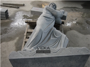 Shanxi Black Granite Tombstone & Monument,Memorials,Gravestone & Jesus Sculpture Cross Headstone Produce for Poland Client