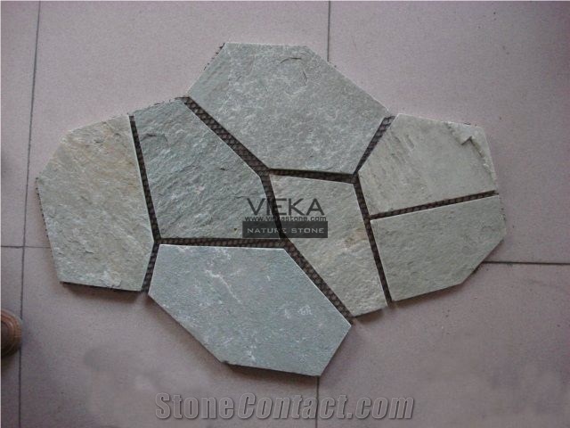 Slate Stone Random Flagstone Mats, Green Slate Flagstone
