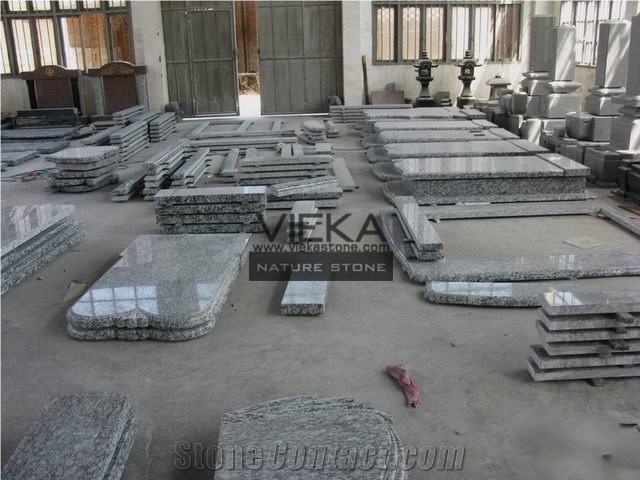 Surf White Granite Tombstone & Monument,Memorials,Gravestone & Spary White Cross Headstone Xinyi Sea Wave Flower Export to Poland Style